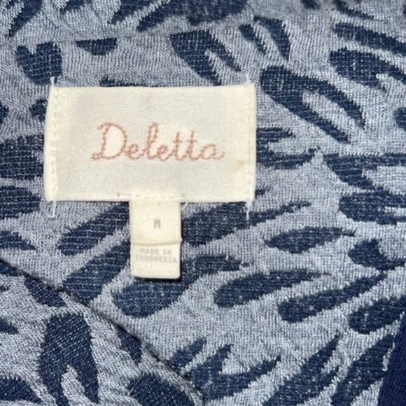 Deletta Blue Gray Floral Print Cap Sleeve Dress w/ Open Back Womens Size M - Picture 12 of 14